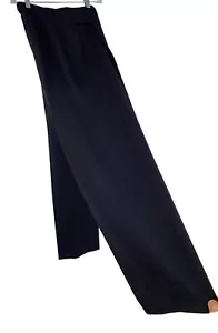 VTG Women Emporio Armani Navy Wool Pleat Wide Taper Dress Pants S/6 Italy 8743 - Picture 1 of 12