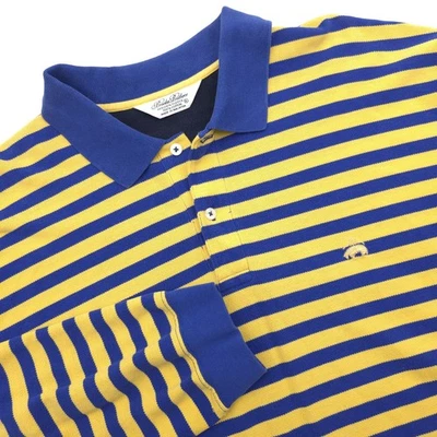 Brooks Brothers Shirt Mens XL Blue/Yellow Stripe Polo Golden Fleece Vintage Read - Image 1 of 4