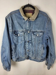Chaqueta de Camionero Denim GAP Años 90/Y2K De Colección Para Hombres Talla L con Cuello de Pana y Forrada a Cuadros - Imagen 1 de 10