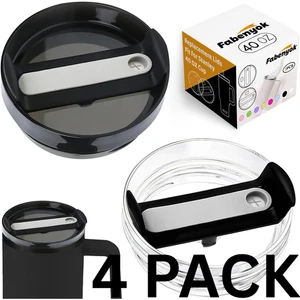 PACK DE 4 - 40 OZ Tapa Vaso Repuesto Apto para Stanley Cup Negro y Transparente - Imagen 1 de 6