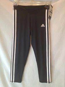 #561 Adidas Leggings Mädchen schwarz mit weißen Streifen Gr. M (10/12) Neu mit Etikett - Bild 1 von 5