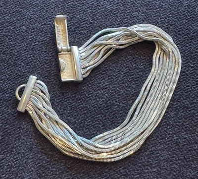 925 STERLING SILVER MILOR ITALY MULTI STRAND SQUIGLY SNAKE CHAIN BRACELET - Image 1 of 4