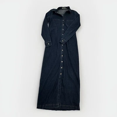 Vintage EDDIE BAUER Long Sleeve Maxi Denim Shirt Dress Blue Size M Tall, Modest - Image 1 of 4