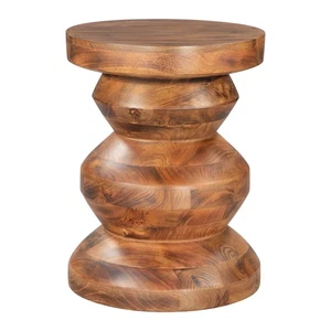 21" Braun Massivholz Rund Podest Beistelltisch - Bild 1 von 10