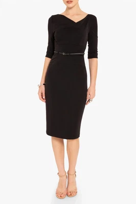 Black Halo Classic 3/4 Sleeve Jackie O Sheath Dress In Black Women's Sz 12 NWT - Image 1 of 4