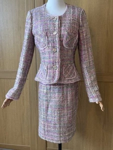 Damsel In A Dress Suit Set Blazer 12 Dress 8 Pink Tweed Silk Evening Occasion - Picture 1 of 15