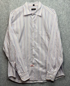 Barney's New York Men's Shirt XL 100% Cotton Made In Italy White Pastel Stripes - Picture 1 of 12