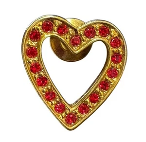 Vintage Avon Gold Tone Ruby Red Rhinestone Heart Pin Brooch Valentines Love 1" - Picture 1 of 12