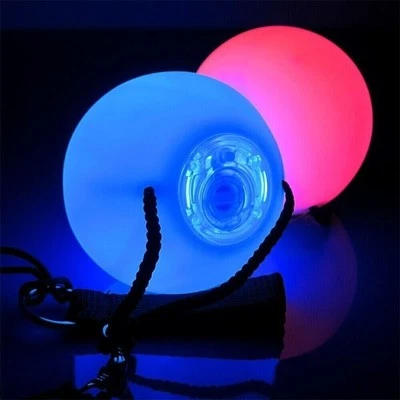 2x LED Poi Ball Fitnessball Gym Trainingsgerät Hand Requisiten Poi geworfen Ball - Bild 1 von 4