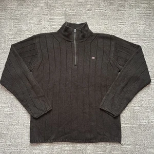 De Colección Polo Jeans Co Ralph Lauren Suéter Grueso Acanalado 1/4 Cremallera Cuello Y2K Talla L - Imagen 1 de 7