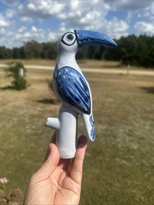 Vintage Tonala Mexican Pottery Fork Art Toucan Bird Figurine 7 1/2” - Picture 1 of 9