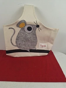 Mouse Canvas Caddy crafts, nursery, office supplies, etc, 3 Sprouts Lined Cotton - Picture 1 of 8