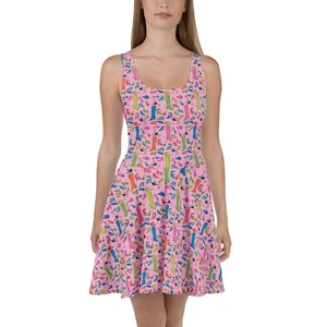 New!! Vintage Barbie Fashion Doll Shoes Inspired Polyester Skater Dress - Picture 1 of 29