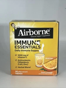 Airborne Immune Essentials: Zesty Orange 30 Effervescent Tablets. Immune Support - Picture 1 of 2