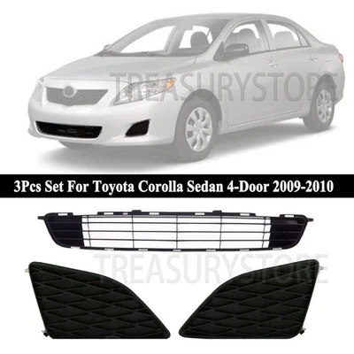 Para Toyota Corolla Sedan 2009 2010丨1x grade dianteira inferior +2x conjunto de tampa de farol de neblina - Imagem 1 de 4