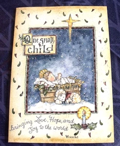 New 18 Religious Christmas Cards One Small Child Glitter Envel Baby Jesus Manger - Picture 1 of 12