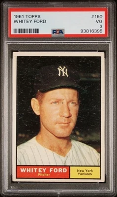 WHITEY FORD 1961 TOPPS BASEBALL CARD #160 PSA 3 VG NEW YORK YANKEES HOF - Image 1 of 2