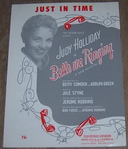 Just in Time Bells are Ringing Judy Holliday 1956 Theater Sheet Music - Picture 1 of 1