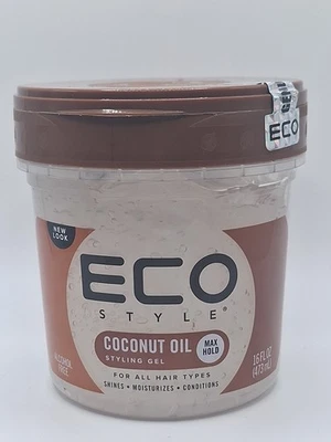 ECO STYLE Coconut Oil Styling Gel, Max Hold, 16floz(473ml). Exp: 12/2027 - Image 1 of 4