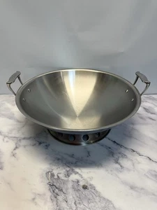 All Clad Stainless Steel 16” In Double Handle Wok Sauté Pan W/ Tempura Rack - Imagen 1 de 5
