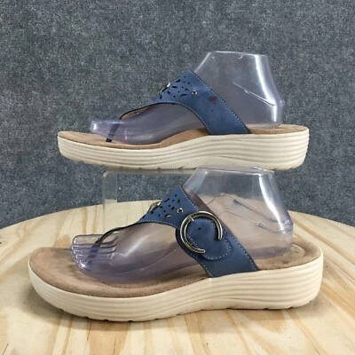 Sandalias Earth Origins para mujer 11 M Grayson tanga azul imitación cuero puntera cuña Foto 1 de 4