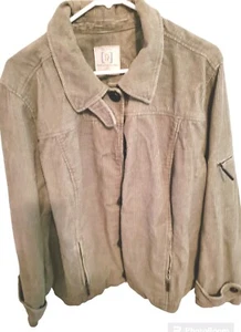 Corduroy Relativity Jacket Green Plus Size 2X Stylish 70's Classic Womens Light - Picture 1 of 3