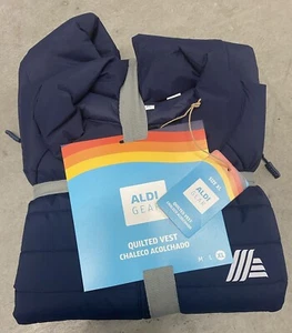 ALDI Gear 2025 Navy Blue Quilted Puffer Vest Jacket Reflective Logo Size XL NWT - Picture 1 of 4