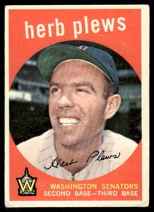 1959 Topps #373 Herb Plews grau/dunklere Rückseite sehr guter Zustand/ex - Bild 1 von 2