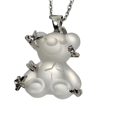 Lindo oso de peluche colgante de cristal opalita piedra brillante plata s925 joyería de oso Foto 1 de 4