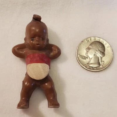 Figura muñeca Kewpie afroamericana de plástico miniatura vintage Foto 1 de 3