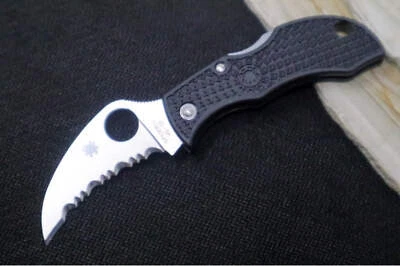 Spyderco ManBug Lightweight - Serrated Hawkbill Blade / VG-10 Steel / Black FRN - Image 1 of 4