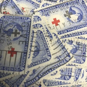 ODZ&BULK 300+/-USED G-VG 3¢ - SCOTT#: 1016 - RED CROSS 458 - Picture 1 of 3
