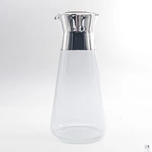 Vintage Corning Brand Decanter Carafe Silver Rim Mid Century Modern Bar Ware - Picture 1 of 8