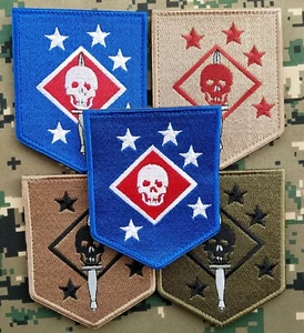 5PCS MARINE RAIDERS Skull WW2 NAVY TACTICAL HOOK LOOP PATCH BADGE BLUE FOREST - Picture 1 of 5