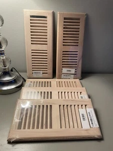 WELLAND & Homewell Lot Of 5 Hardwood Vent Floor Register, Unfinished 4x10 4x12 - Picture 1 of 5
