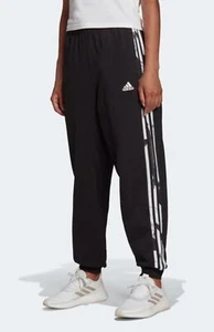 Adidas Women's Essentials Print 3-Stripes Pants, Black/White - Picture 1 of 8