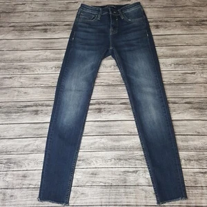 Vigoss Size w24/L27 Girls Jeans Mid Rise Marley Super Skinny Cut Off Blue Denim - Picture 1 of 10