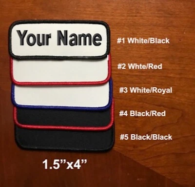 IRON-ON Custom Embroidered Name Patch Embroidery Name Tag Biker Badge 1.5"x4" - Image 1 of 4
