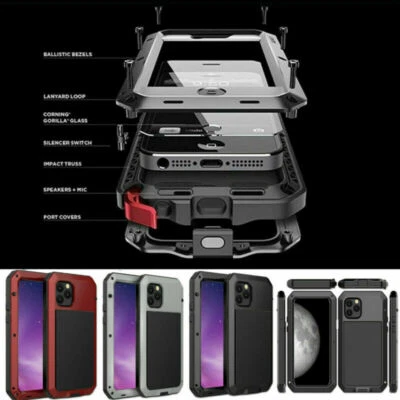 Funda protectora militar a prueba de golpes de metal de aluminio para iPhone 11 Pro Max 7 8 Plus XS Foto 1 de 4