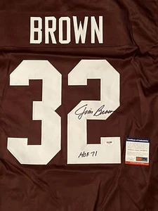 JIM BROWN AUTOGRAPHED/SIGNED CLEVELAND BROWNS Custom Jersey PSA/DNA Certefied - Picture 1 of 11