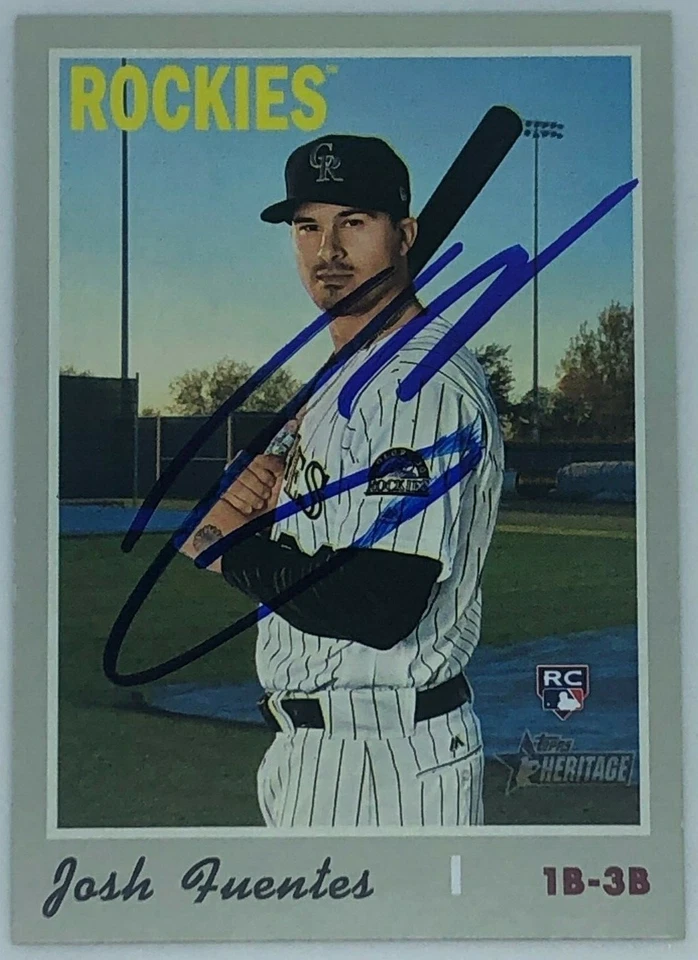 Colorado Rockies JOSH FUENTES  Signed 2019 Topps Heritage High Card #647 - Image 1 of 1
