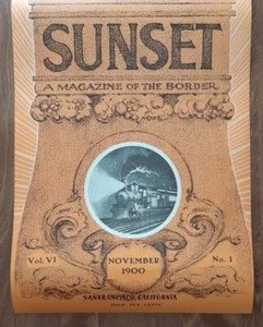 SELTENES VINTAGE SUNSET Magazin Nov 1900 Coverposter mit Zug SAN FRANCISCO, CA - Bild 1 von 9