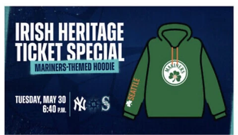 Seattle Mariners Irish Heritage Hoodie- size L, special purchase 5/30/23 Cover