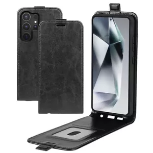 Vertical UP Down Flip PU Leathe Case For Samsung S25 Edge S24 Ultra S23 FE S25 + - Picture 1 of 24