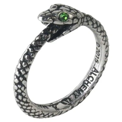 SNAKE RING ALCHEMY SOPHIA SERPENT OUROBOROS Eternity Gothic Green + VELVET POUCH - Image 1 of 4