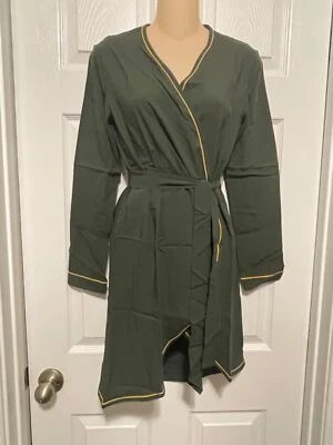 La Perla Belinda M Short Wrap Style Robe Olive Green - Image 1 of 2
