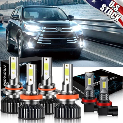 For Toyota Highlander 2011-2019 6x Combo LED Headlight Hi/Lo + Fog light bulbs - Image 1 of 4