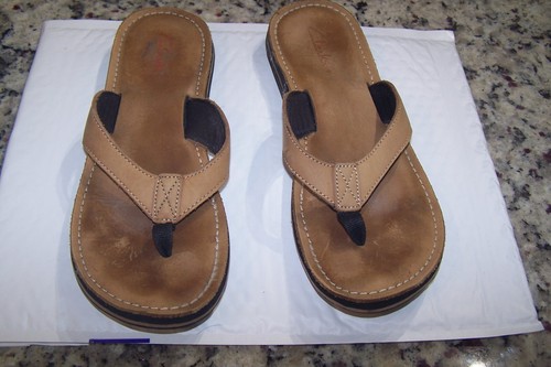 Sandali infradito Clarks Collection pelle marrone intrecciata donna taglia US 10 M