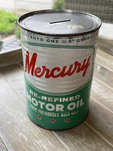 Mercury Re-Refinded Motor Oil Quart Can Coin Savings Bank - Picture 1 of 2