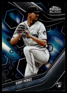 2023 Topps CHROME BLACK EURY PEREZ BLUE LAVA REFRACTOR 38/75 MARLINS RC #32 - Picture 1 of 2